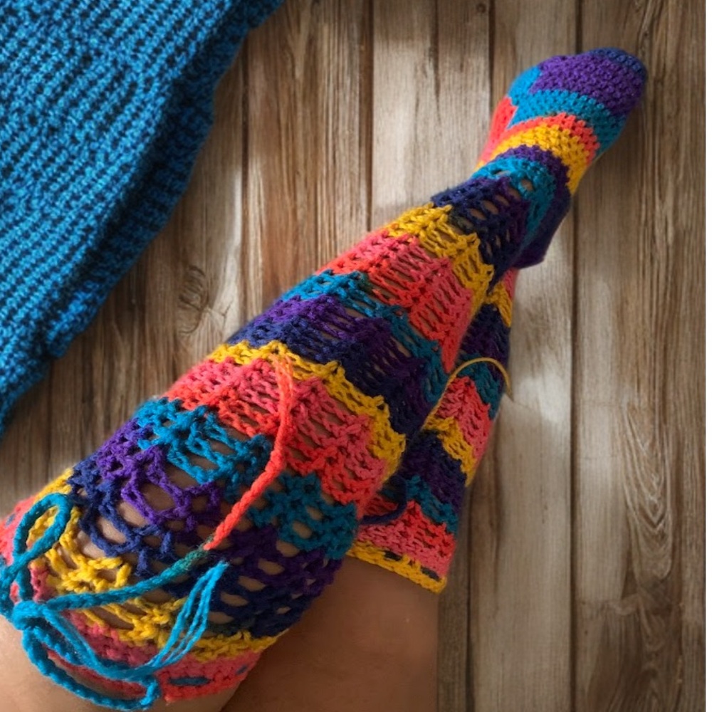 Handcrafted Multicolor Crochet Socks